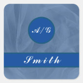 Blauer Stoff texturiert druckunabhängig Quadratischer Aufkleber (Vorderseite)
