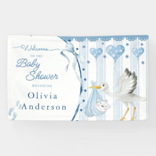 Blauer Storch Baby Shower Cute Custom Banner