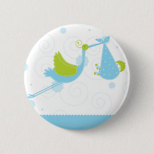 Blauer Storch-Knopf Button