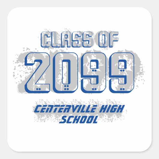 Blauer Störfaktor Moderne Klasse Quadratischer Aufkleber (Vorderseite)