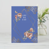 Blauer Strahl Save the Date Hochzeitskarte (Stehend Vorderseite)