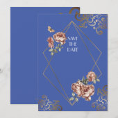 Blauer Strahl Save the Date Hochzeitskarte (Vorne/Hinten)