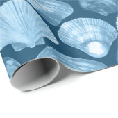 Blauer Strand Muschel Muster Geschenkpapier (Rolleneckpunkt)
