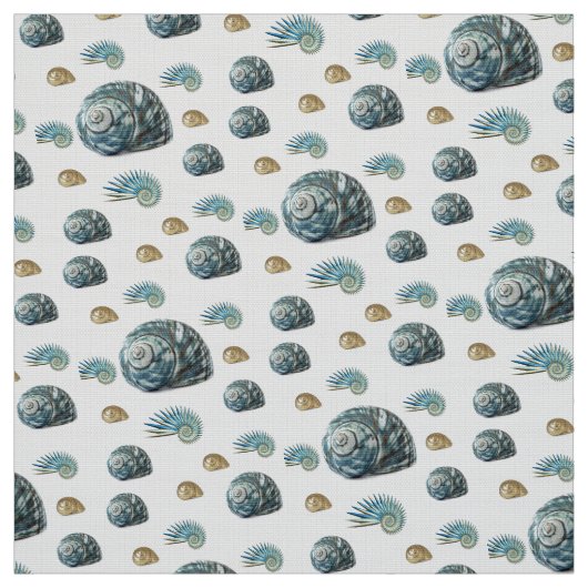 Blauer Strand Muscheln Fabric Stoff (Muster)