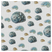 Blauer Strand Muscheln Fabric Stoff (Nahaufnahme)