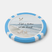 Blauer Strand Ozean Seestern Seevögel  Pokerchips (Einzeln)