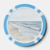 Blauer Strand Ozean Seestern Seevögel  Pokerchips (Rückseite)