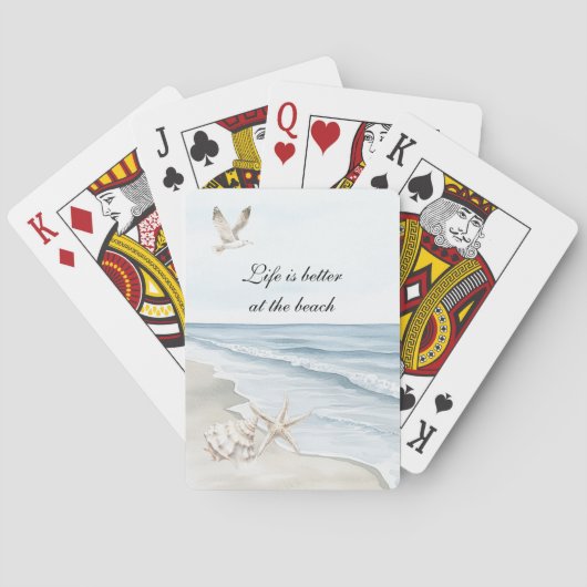 Blauer Strand Ozean Seestern Seevögel Spielkarten (Rückseite)