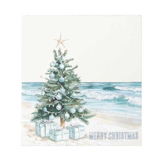 Blauer Strand-Weihnachtsbaum Notizblock (Vorderseite)