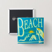 Blauer Strandknopf Button (Vorne & Hinten)