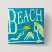 Blauer Strandknopf Button (Vorderseite)