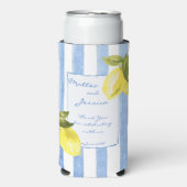 Blauer Streifen aus handrawn lemons Italienische G Selters Dosenkühler (Seltzer Vorderseite)