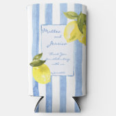 Blauer Streifen aus handrawn lemons Italienische G Selters Dosenkühler (Vorderseite)