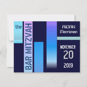 Blauer Streifen Bat Mitzvah Bar Mitzvah Einladung