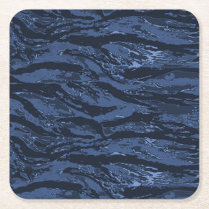 Blauer Streifen Camouflage Rechteckiger Pappuntersetzer