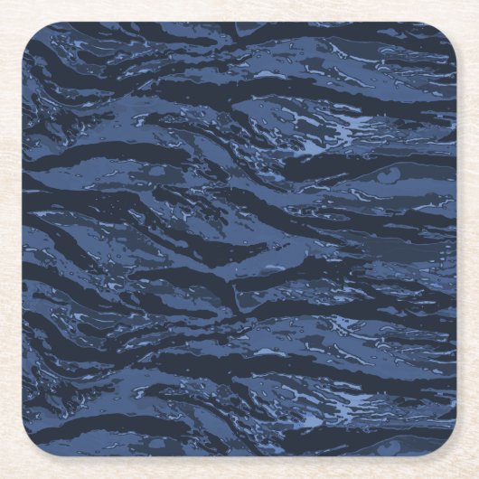 Blauer Streifen Camouflage Rechteckiger Pappuntersetzer (Vorderseite)