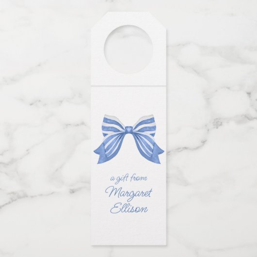 Blauer Streifen der Wasserfarbe Flaschenanhänger (Vorderseite)