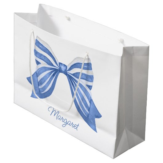 Blauer Streifen der Wasserfarbe Große Geschenktüte (Vorderseite Schrägansicht)