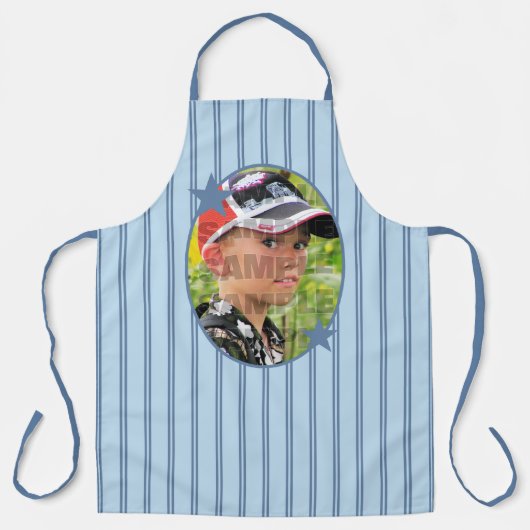 Blauer Streifen-Fotovorlage Schürze (Vorderseite)