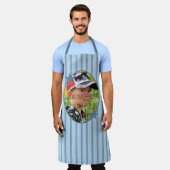 Blauer Streifen-Fotovorlage Schürze (Getragen)