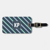 Blauer Streifen für ihn modernes cooles männliches Gepäckanhänger (Vorderseite horizontal)