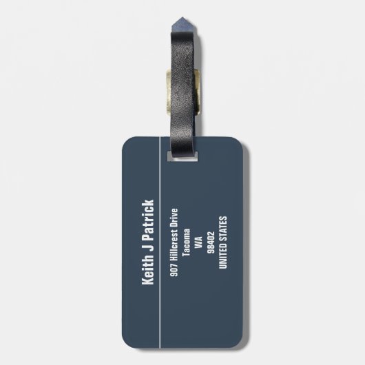 Blauer Streifen für ihn modernes cooles männliches Gepäckanhänger (Rückseite vertikal)