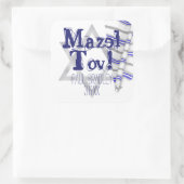 Blauer Streifen Gebet Shawl Mazel Tov Bar Mitzvah Quadratischer Aufkleber (Tasche)