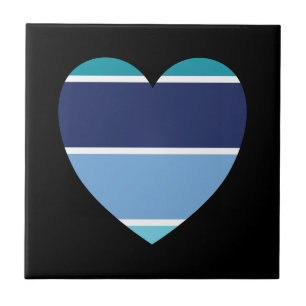 Blauer Streifen Herz Fliese