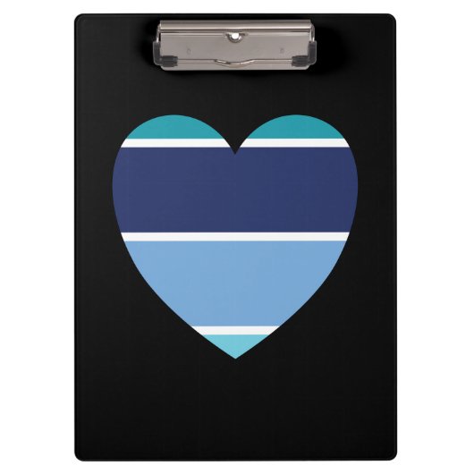 Blauer Streifen Herz Klemmbrett (Vorderseite)