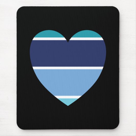 Blauer Streifen Herz Mousepad (Vorne)