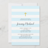 Blauer Streifen-Jungen-Taufe oder erste Kommunion Einladung (Vorderseite)