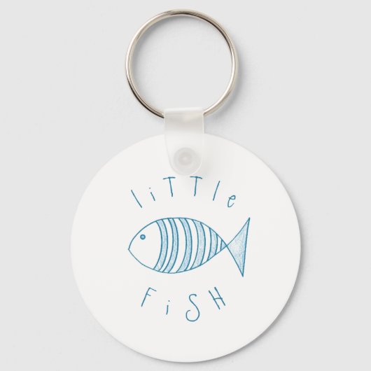 Blauer Streifen-Knopf Schlüsselanhänger (Vorderseite)