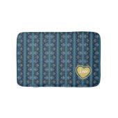 Blauer Streifen LIEBE Badematte (Vorderseite)