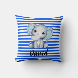 Blauer Streifen mit Elephant   Kissen