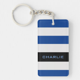 Blauer Streifen mit Individuelle Name Schlüsselanhänger
