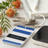 Blauer Streifen mit Individuelle Name Schlüsselanhänger (Vorderseite rechts)