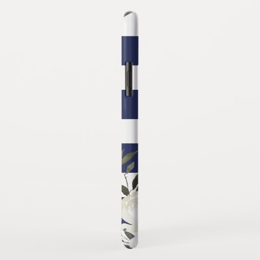 Blauer Streifen mit weißer Rose Case-Mate iPhone Hülle (Hinten/Rechts)