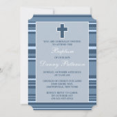 Blauer Streifen Moderne Cross First Heilige Kommun Einladung (Vorderseite)
