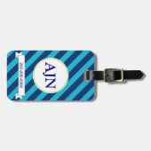 Blauer Streifen Monogram Gepäckanhänger (Vorderseite horizontal)