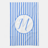 Blauer Streifen Monogramm hinzufügen Geschirrtuch (Vertikal)