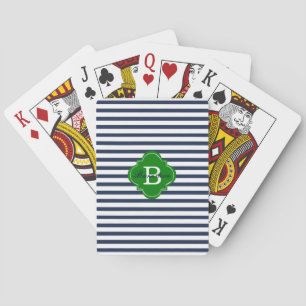 Blauer Streifen-Monogramm-Spielkarten Spielkarten
