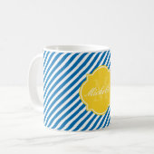 Blauer Streifen Monogramm-Tasse Kaffeetasse (Vorderseite Links)