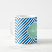 Blauer Streifen Monogramm-Tasse Kaffeetasse (Vorderseite Links)