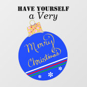 Blauer Streifen Ornament Frohe Weihnachten Fensteraufkleber (Blatt)