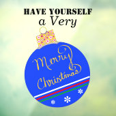 Blauer Streifen Ornament Frohe Weihnachten Fensteraufkleber (Blatt 3)