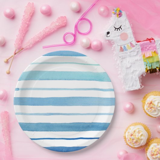 Blauer Streifen Pappteller (Party)