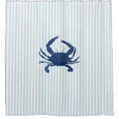 Blauer Streifen Pattern Crab Küste Duschvorhang (Vorderseite)