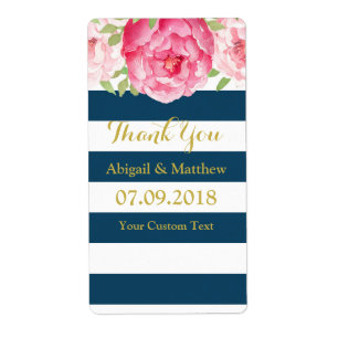 Blauer Streifen Pink Aquarellfarben Blumenzettel