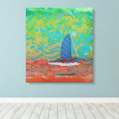 Blauer Streifen Segeltuch gesteppte Canvas Print Leinwanddruck (Insitu (Holzboden))