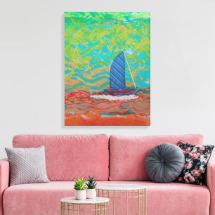 Blauer Streifen Segeltuch gesteppte Canvas Print Leinwanddruck